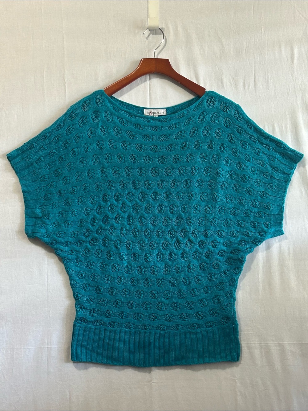 Inseparable - Lightweight Teal Textured Scoop-Neck Sweater